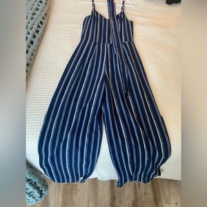 Striped blue and white jumpsuit